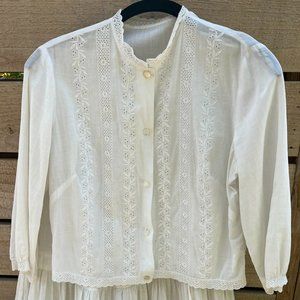 Vintage Off White Embroidered Blouse